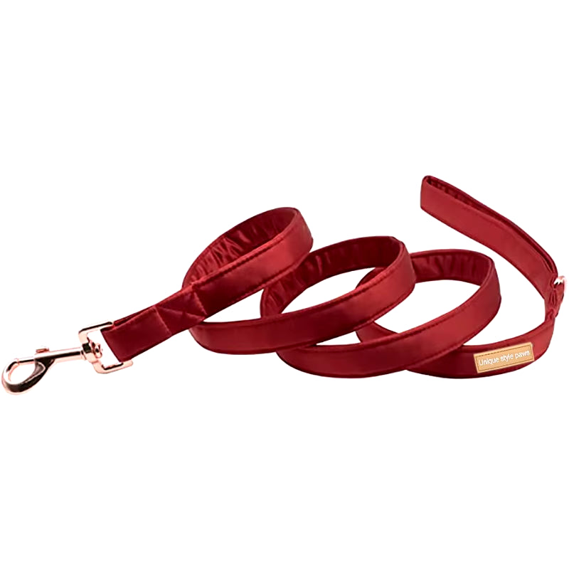 Dark Red Silk Dog Collar with Bowtie Puppy Collar Adjustable Dog Collar Pet Gift for Small Medium Large Dog
