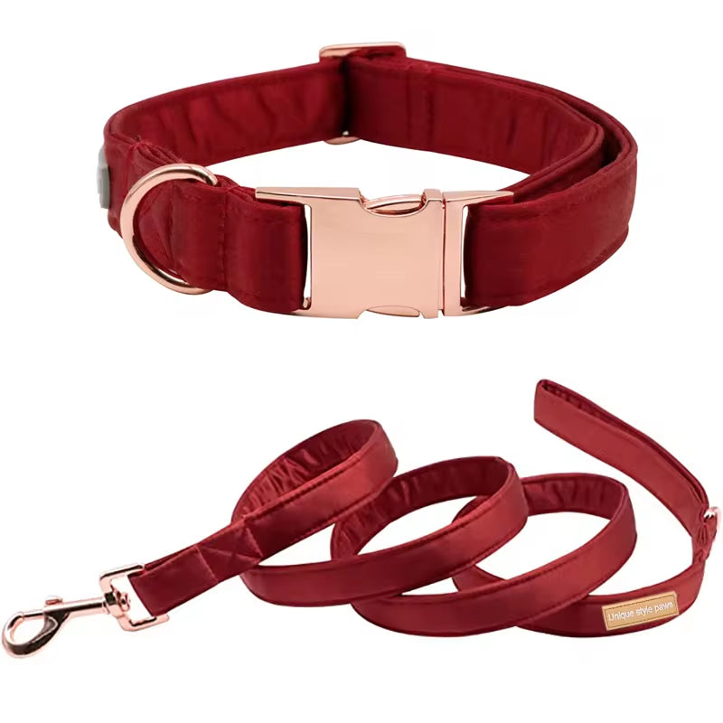 Dark Red Silk Dog Collar with Bowtie Puppy Collar Adjustable Dog Collar Pet Gift for Small Medium Large Dog