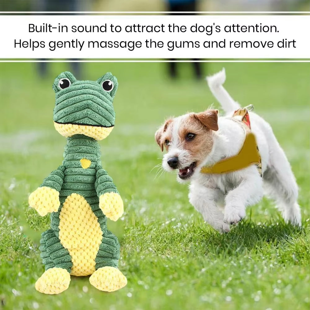 Gum Massaging Dog Toys Stress-Relief Plush Pet Toy Cartoon Design with Built-In Sound Bite-Resistant for Dog for Chewing