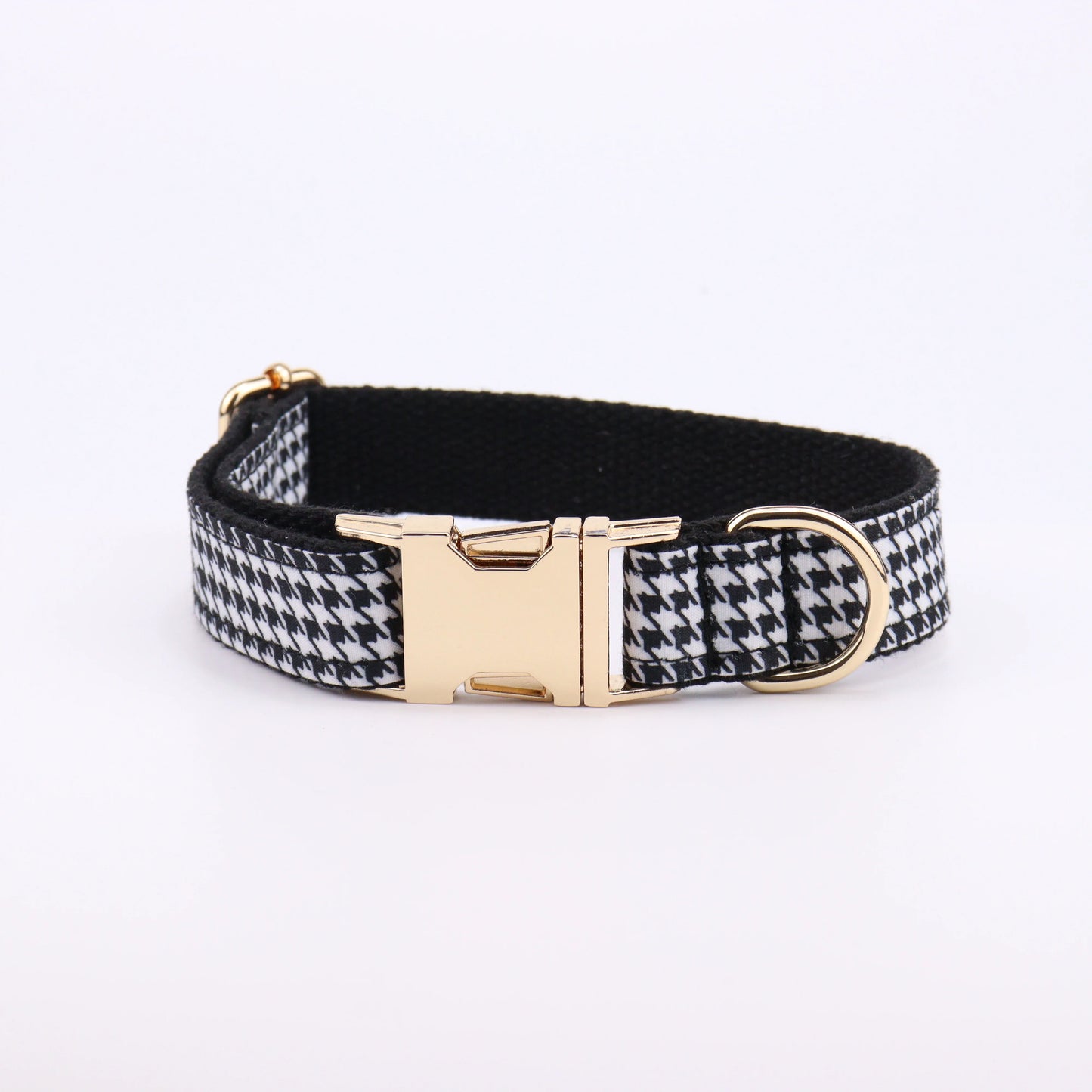 Dog Collar and Leash Set Black White Plaid Free Custom Metal Buckle Dog Collars Quick Lease for Small Medium Large Dog Supplies