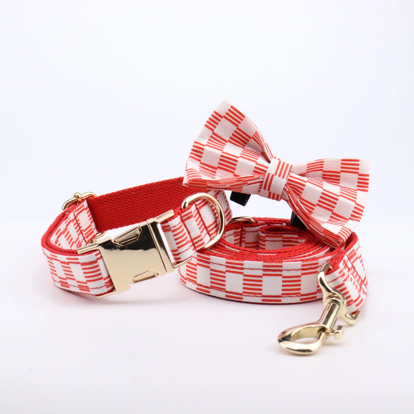 Dog Collar and Leash Set Black White Plaid Free Custom Metal Buckle Dog Collars Quick Lease for Small Medium Large Dog Supplies