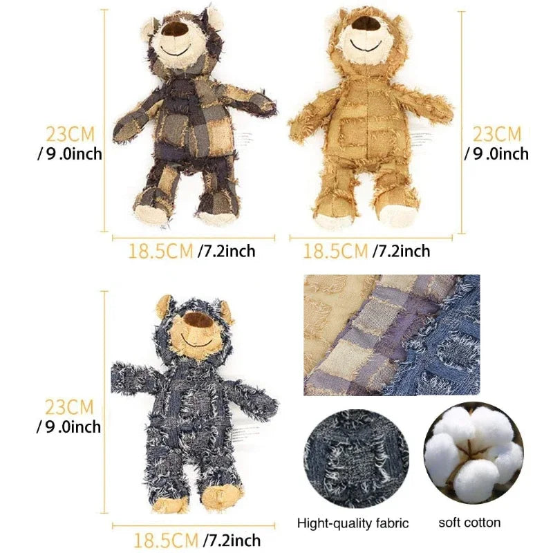 Pet Teddy Bear Soundmaking Toy Plush Dog Grinding Toys Soft Cotton Linen Cleaning Teeth Abreact Plaything Bear 