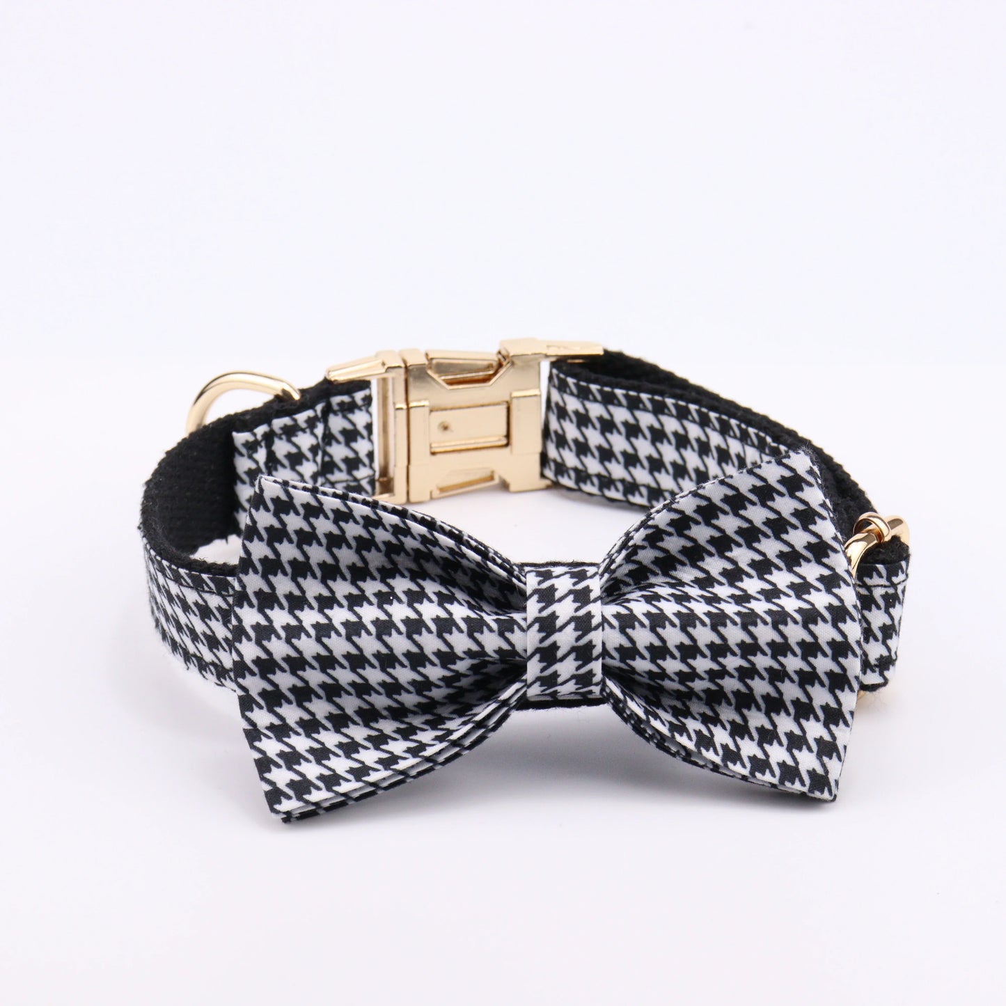 Dog Collar and Leash Set Black White Plaid Free Custom Metal Buckle Dog Collars Quick Lease for Small Medium Large Dog Supplies