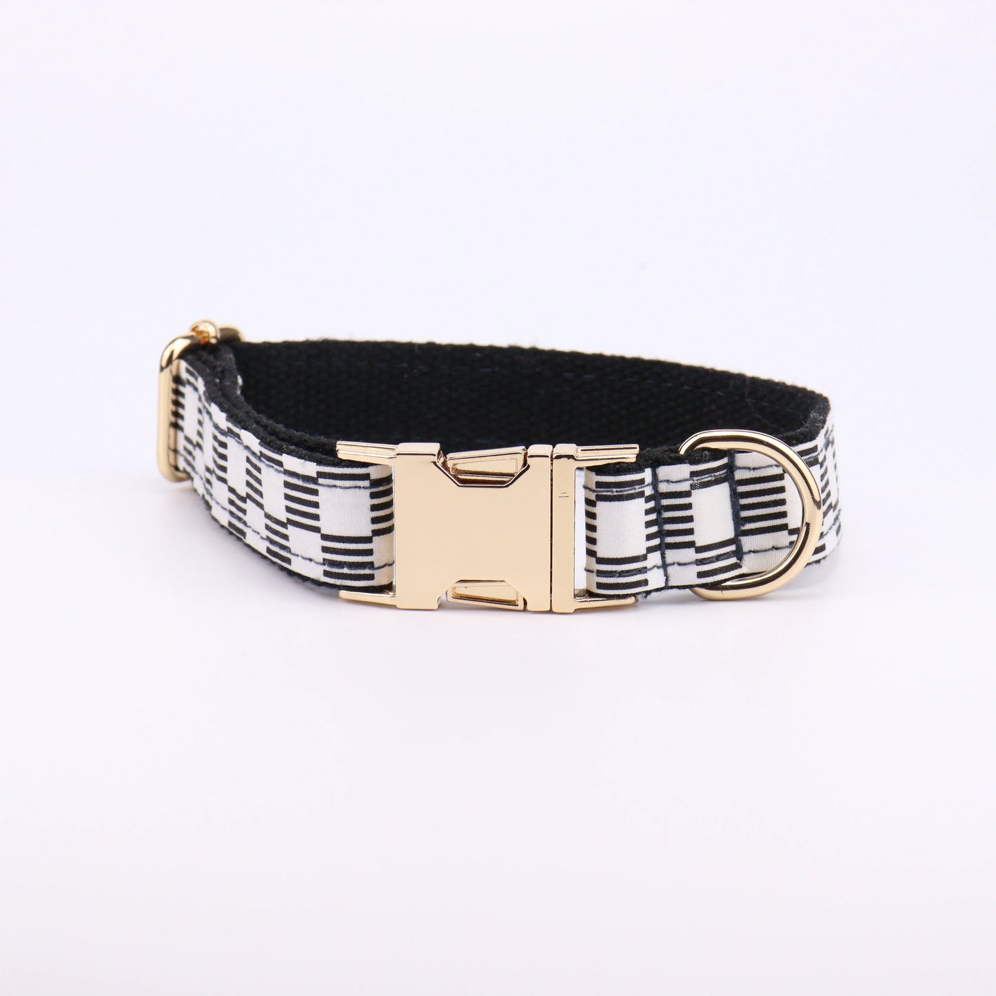 Dog Collar and Leash Set Black White Plaid Free Custom Metal Buckle Dog Collars Quick Lease for Small Medium Large Dog Supplies