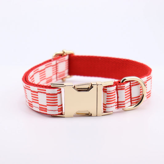 Dog Collar and Leash Set Black White Plaid Free Custom Metal Buckle Dog Collars Quick Lease for Small Medium Large Dog Supplies