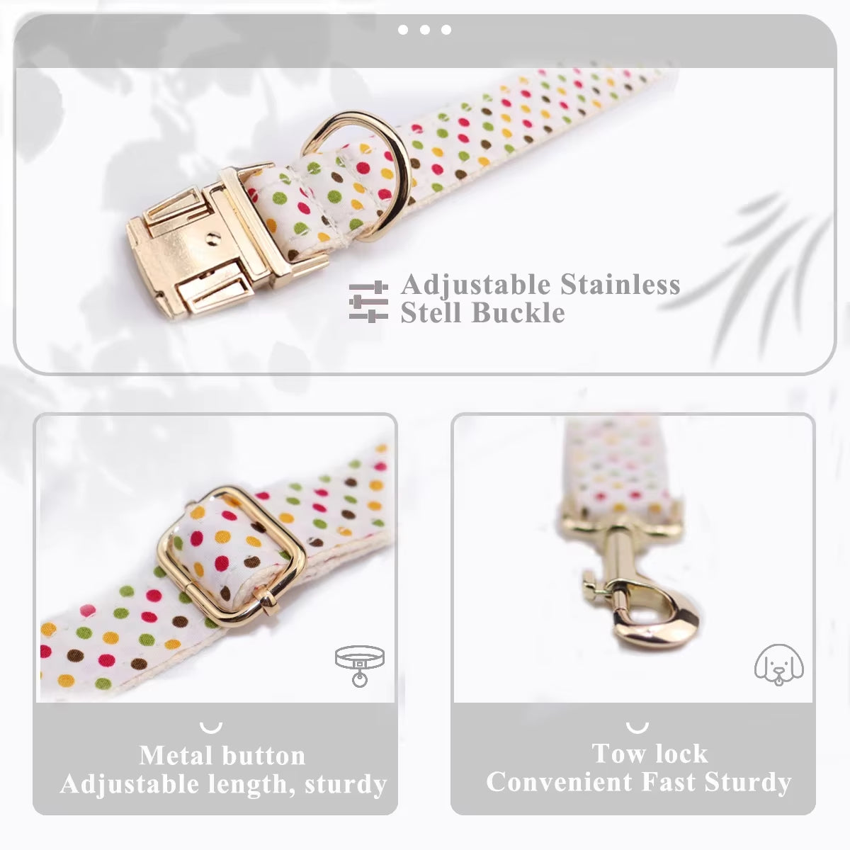 Dog Collar and Leash Set Black White Plaid Free Custom Metal Buckle Dog Collars Quick Lease for Small Medium Large Dog Supplies