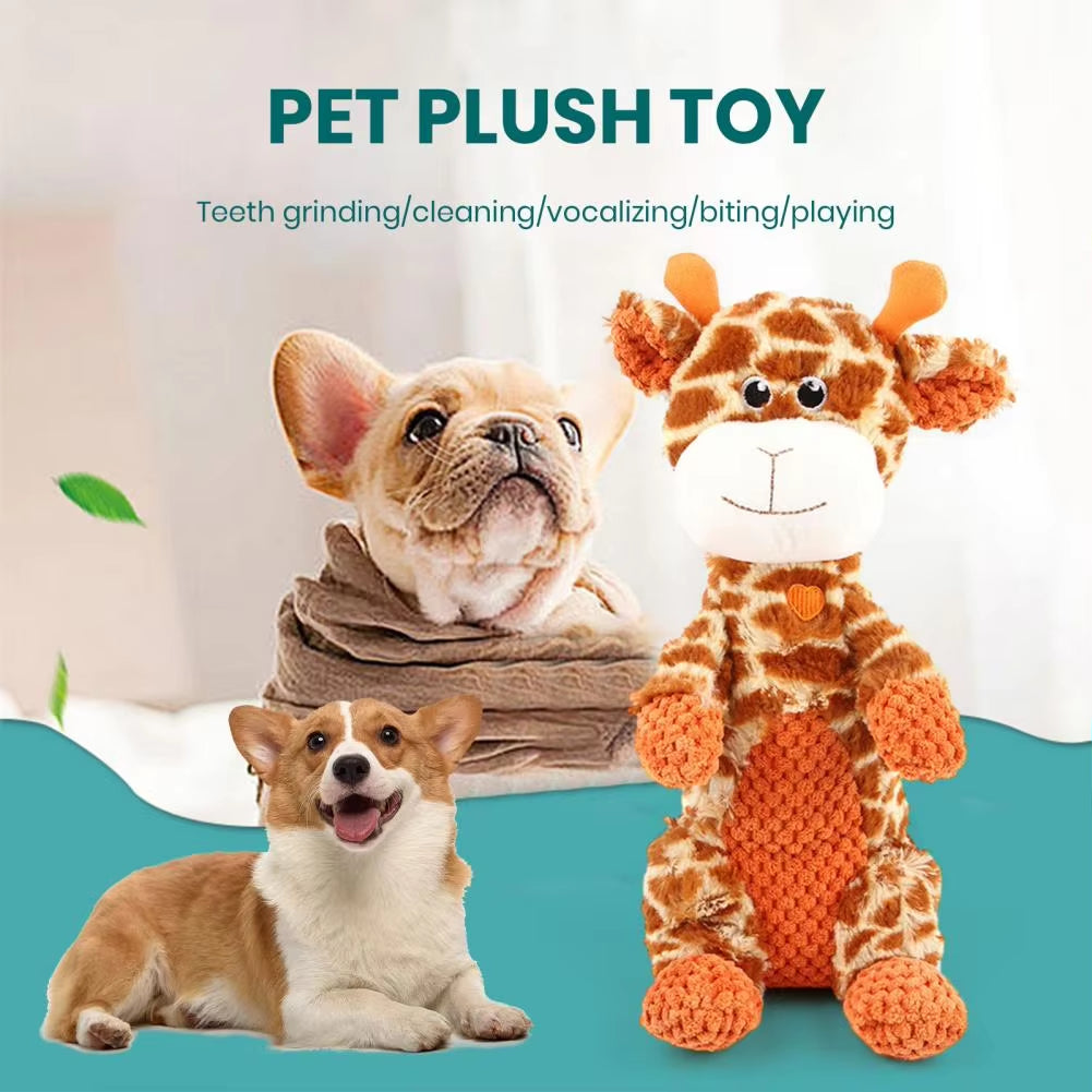 Gum Massaging Dog Toys Stress-Relief Plush Pet Toy Cartoon Design with Built-In Sound Bite-Resistant for Dog for Chewing