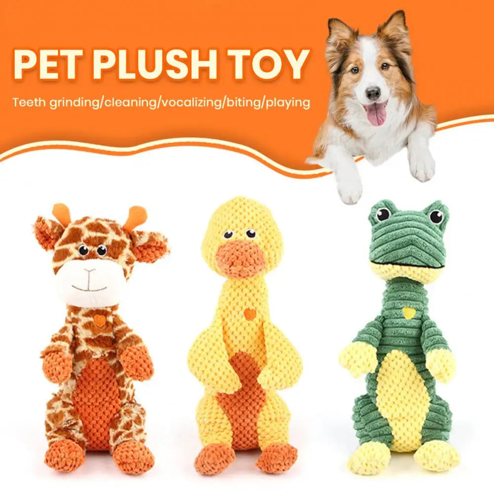 Gum Massaging Dog Toys Stress-Relief Plush Pet Toy Cartoon Design with Built-In Sound Bite-Resistant for Dog for Chewing