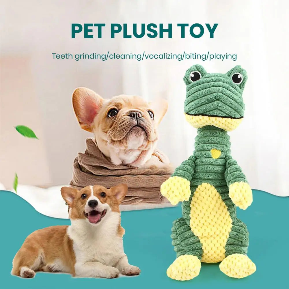 Gum Massaging Dog Toys Stress-Relief Plush Pet Toy Cartoon Design with Built-In Sound Bite-Resistant for Dog for Chewing